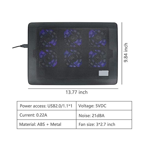 yidenguk-Laptop-Cooling-Pad-Adjustable-Angle-Ultra-Quiet-Gaming-Laptop-Cooler-Stand-with-6-Fans-Blue-Led-Lights-2-USB-Ports-Suitable-for-12-154-Inches-Laptop-Notebook yidenguk Laptop Cooling Pad, Adjustable Angle Ultra Quiet Gaming Laptop Cooler Stand with 6 Fans, Blue Led Lights, 2 USB…