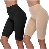 LIGHTBACK 2 Pack Short Leggings for Women Buttery Soft Under Dress Shorts Mid Thigh Yoga Leggings