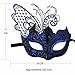 XVEVINA Masquerade Mask for Women Shiny Glitter Venetian Pretty Party Evening Prom Mask (Butterfly Black&Blue)
