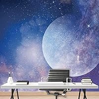 Wall Mural Stars and Moon in Night Sky Removable Self-Adhesive Wallpaper Wall Decoration for Bedroom Living Room - 66x96 inches