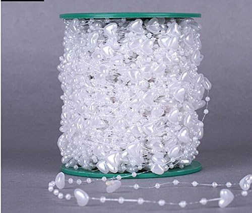 Joinwin® 200 Feet new heart style Pearls Beads Chain Garland Flowers Wedding Party Decoration Bead Chain DIY crafts garland birthday accessories (White)