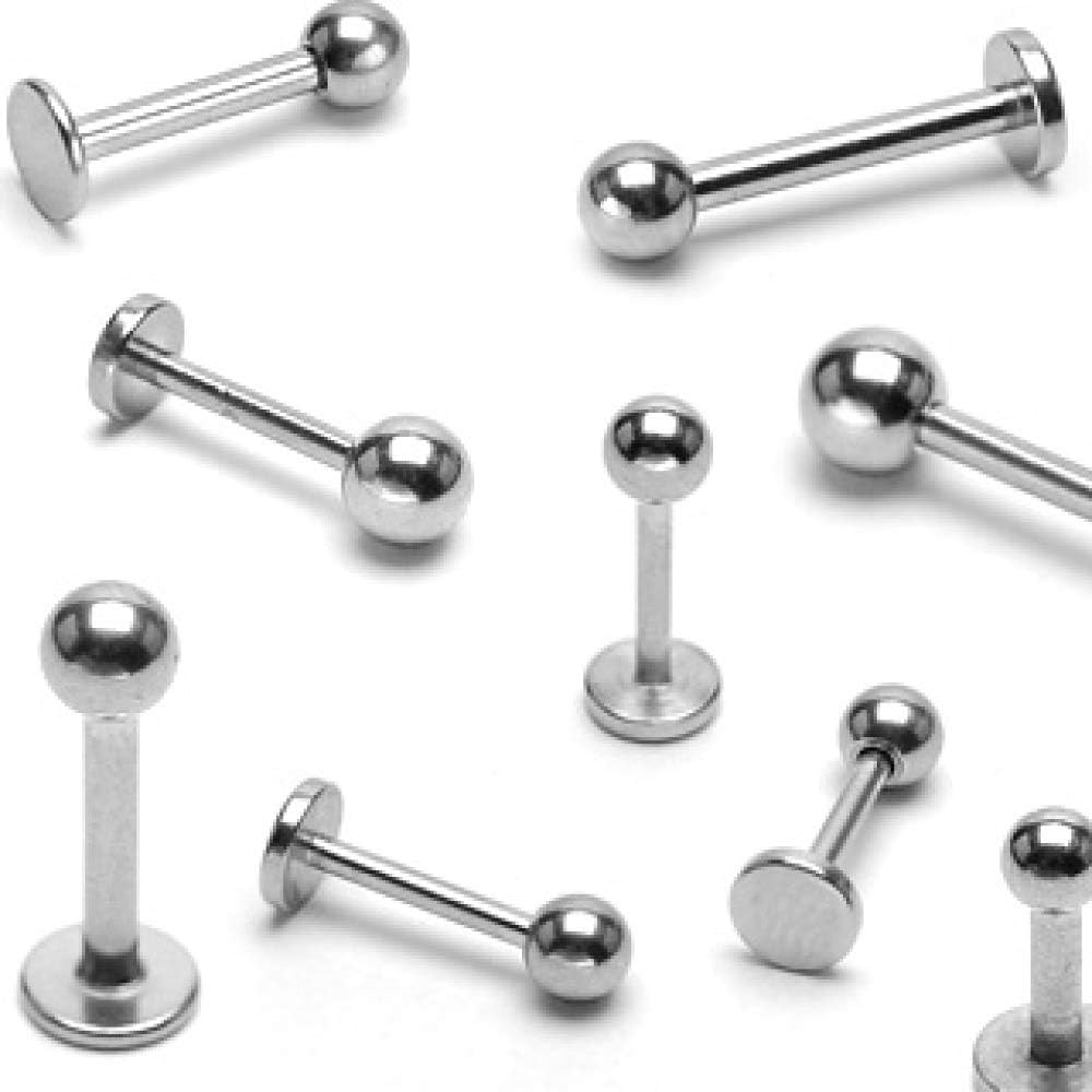 The Goldmine316L Surgical Stainless Steel Labret/Monroe/Cartilage/Tragus/Nose Piercing - please choose bar width x length x ball size - FREE UK Delivery