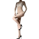 RUIBAVYA Body Stockings for Women Sexy Oil Shiny Bodystocking Nylon Bodysuit Catsuit Long Sleeved Shimmer Tights Pantyhose