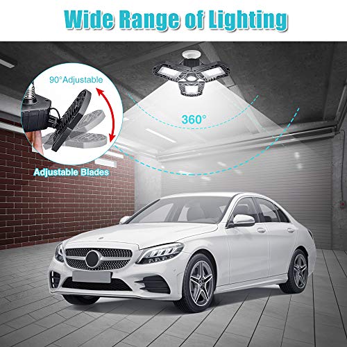 LED Garage Lights, SOLMORE 60W 6000LM Garage Ceiling Lights Deformable Garage Lighting Shop Lights E26 Screw Socket LED Light bulbs for Garage Basement Workshop (NO Motion Activated)