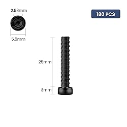 BNUOK 180pcs M3 x 25mm Hex Socket Head Cap Screws