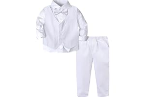 A&J DESIGN Toddler Suit 3 PCS for Boys Kids Gentleman Tuxedo Wedding Photoshoot Clothes Formal Outfit 18 Months-5 Years