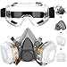 IVSUN Dustproof Face Cover with Safety Glasses Half Facepiece Reusable Professional Cover Against Dust, Organic Vapors, Pollen and Chemicals Paint for DIY projects