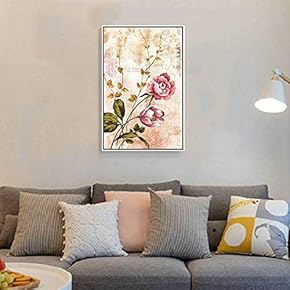 Floating Framed Canvas Wall Art for Living Room, Bedroom Vintage Flower Canvas Prints for Home Decoration Ready to Hang - 16x24 inches