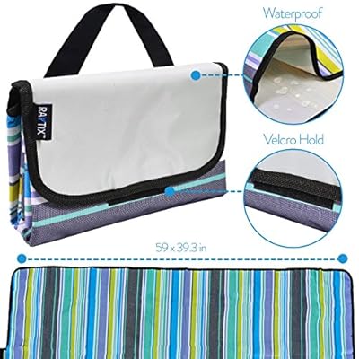 Raytix Beach Bag with Lightweight Fold Up 5’x6’Beach Mat & built-in cooler 51TFhj7rMYL