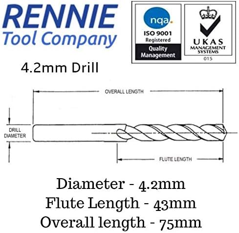 Rennie Tools - 10pc 4.2mm HSS Gold Cobalt Jobber Drill Bit Set for Stainless Steel Hard Metals, Aluminium, Cast Iron, Copper - Image 3
