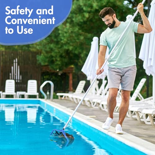 WELDUN Pool Net, Pool Skimmer Net with Double-Layer Deep Bag, Swimming Pool Leaf Skimmer Rake Net with Fine Mesh, Blue (No Pole)