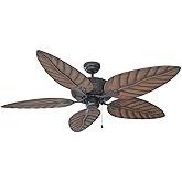 Design House 154104 Martinique 52-Inch Decorative Indoor/Outdoor Ceiling Fan with Leaf Blades, Oil Rubbed Bronze