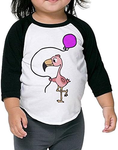 Pink Flamingo Bird with Balloon Cute Graphic T Shirt for Kids with Long Sleeve