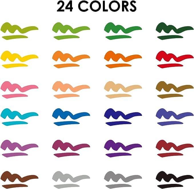 Funto Washable Markers, 24 Assorted Colors, Mess Free Coloring Drawing Markers, Perfect for Halloween Coloring Pages, Safe and Non-Toxic for Toddlers