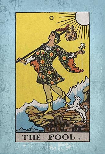 Tarot Print The Fool Retro Illustration Art Rider Print Vintage Giclee on Cotton Canvas or Paper Canvas Poster Wall Decor