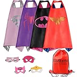 RioRand Dress Up Costumes Cartoon 4 Satin Capes With Felt Masks for Girls