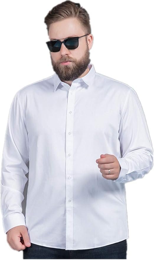 Men's Fattening Plus Size Loose Fat Dress Shirt Standard Cut Non