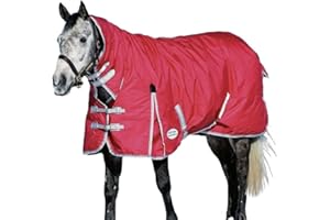 WeatherBeeta ComFiTec Classic Combo Neck Heavy Horse Blanket, Red/Silver/Navy, 87"