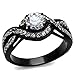 Marimor Jewelry Women's 1.65 Carat Round Cut AAA Cubic Zirconia Black Stainless Steel Engagement Ring Size 5-10