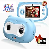 Kids Camera, 8 MP Digital Camera for Kids 3-10 Years Old, 1080P HD Shockproof Rechargeable Video Camera with 32GB Memory Card for Girls Boys Toddler Indoor Outdoor Travel, Blue