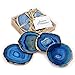 Set of 4 24k Gold Gilt-Edged Blue Agate Coasters