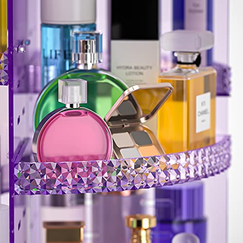Famitree Rotating Makeup Organizer Acrylic Clear Perfume Organizer 7 Adjustable Layers Large Capacity Cosmetic Carousel Fits Different Cosmetics For Vanity And Bathroom Plus Size Purple Pricepulse