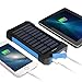 MeliTech Portable Solar Charger Waterproof Mobile Power Bank 20000mAh External Backup Battery Dual USB 5V 1A/2A Output With LED Flashlight and Compass For Phones Tablet Camera iPhone Samsung (Blue)