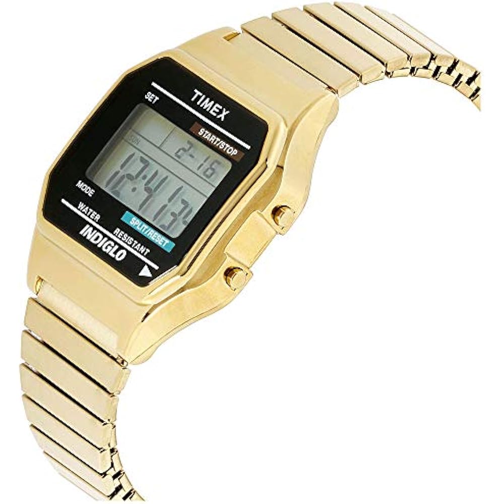 men's digital watch with stainless steel band