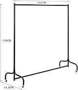 Vivo Technologies 4ft Heavy Duty Metal Clothes Rail Black Wheels No Tools view 7