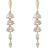 MALOYANVE Long Crystal Earrings for Women Elegant Teardrop Sparkly Vintage Lightweight Statement Chain Stud Earrings Wedding Prom Party Jewelry