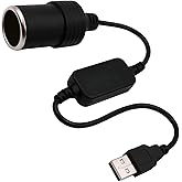 WYMECT USB A Male to 12V Car Cigarette Lighter Socket Female Converter Cable (8W Max)
