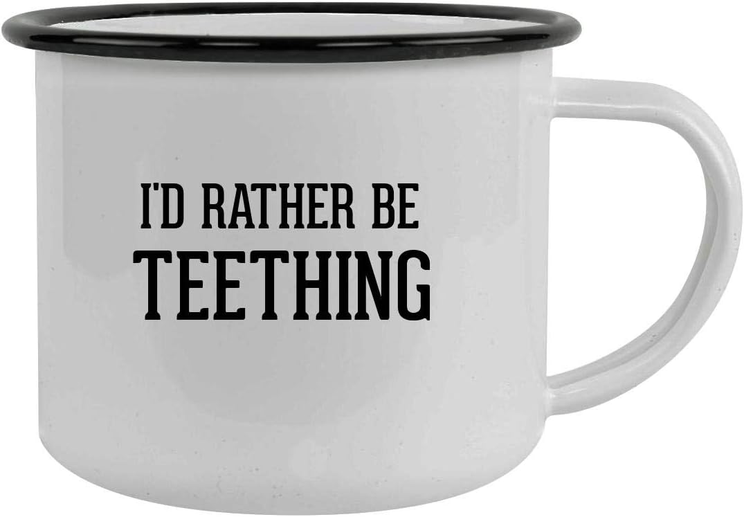 I'd Rather Be TEETHING - 12oz Stainless Steel Camping Mug, Black