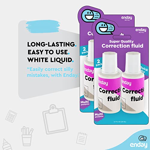 White Out Liquid Correction Fluid Pack of 4, White Fluid .7 fl. Oz
