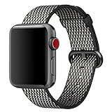 Hailan Band for Apple Watch Series 1 / 2 / 3,Newest Design Fine Woven Nylon Wrist Strap Replacement with Classic Buckle for iwatch,42mm,Black Check
