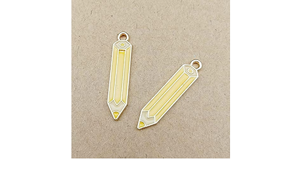 Amazon Com Ntnlan 10pcs Pack Class Pencil Study Enamel Charms For Jewelry Making Alloy Pendant Fit Diy Fashion Jewelry Accessories 527mm Metal Color Yellow