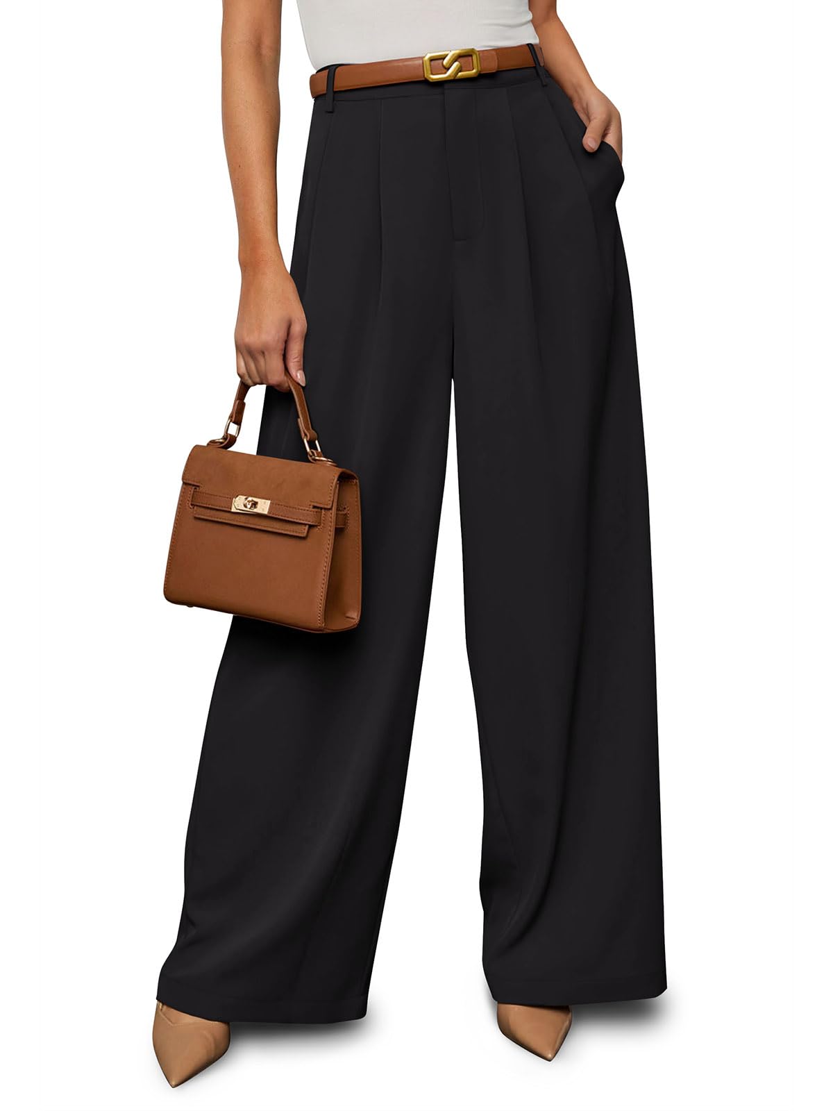 Nimin NIMIN Wide Leg Pants Woman Business Casual High Waisted Flowy Palazzo ...
