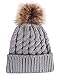Simplicity Slouchy Beanies Women Hat Winter Hat Hand Knit Faux Fur Pompoms Beanie for Women Grey