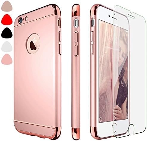 iphone 6 Case ,sxxissky 3-in-1 Ultra Thin [SUPER FEEL] Electroplate Metal Texture Bumper Slim Fit Plastic Hard Back Premium Case Cover &amp; Skin for Apple iPhone 6/ iPhone 6s 4.7 '' (Rose gold)
