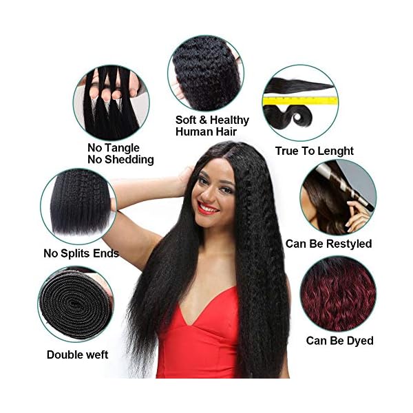 Kinky Straight Human Hair Bundles 16 18 20 Inch Virgin Brazilian 3 Pack Amazon.com : Kinky Straight Bundles 16 18 20 Brazilian Kinky  main image 3