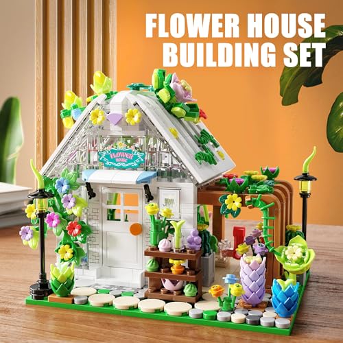 Uniiking® Flower House Building Set with Lights, Garden House Building Toy Kits Compatible with Trend, Creative Greenhouse Playset, Christmas Birthday Gift for Adults or Girls 8-12 Years(769PCS)
