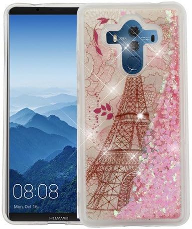 HUAWEI MATE 10 PRO Case, Casey Case, [Sparkle Bling] [Flowing Liquid Quicksand Glitter Sand] Protective Hybrid TPU Bumper Back Cover (Eiffel in Glitter)