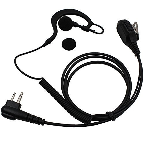 Tenq Advanced G Shape Police Earpiece Headset PTT Mic for 2-pin Motorola Radio CLS1410 CLS1413 P180 P185 MV21C MV21CV MV22