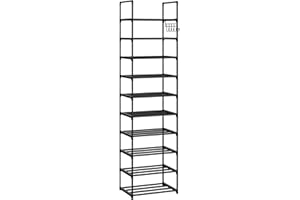 VTRIN 10 Tiers Narrow Shoe Rack 20-25 Pairs Shoe and Boots Organizer Storage Sturdy Shoe Shelf, Tall Shoe Rack for Entryway, 