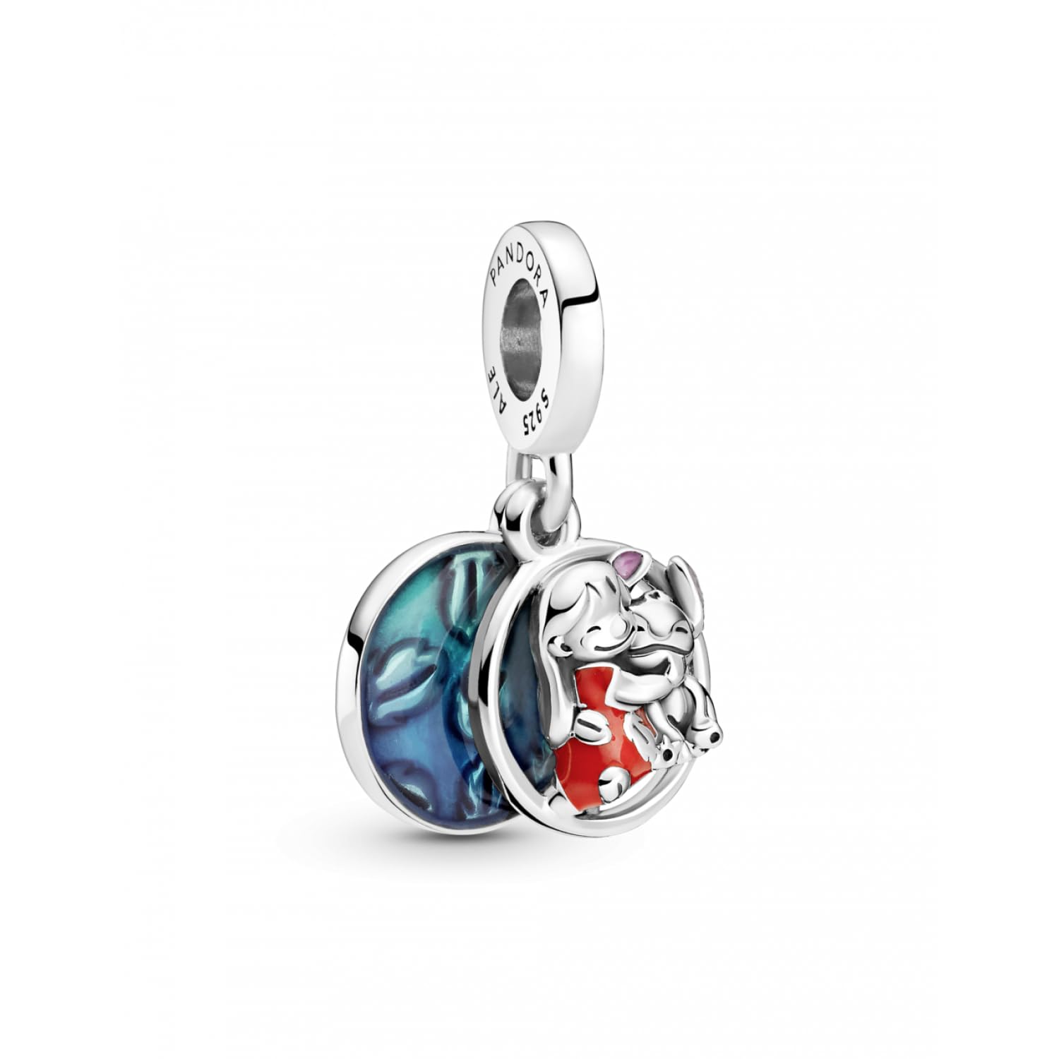 Pandora Disney Lilo and Stitch sterling silver dangle with red, purple and transparent blue enamel