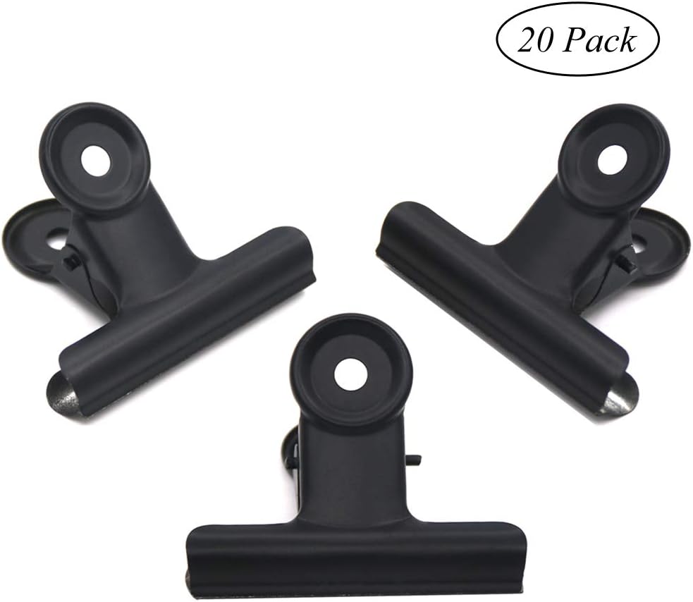 Coideal Black Metal Paper Clips 2 Inch, 20 Pcs 50 mm Large Hinge Bull Clips for Office Files Food Bags, Pictures Photos, Art Crafts