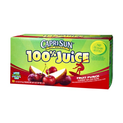CAPRI SUN 100% JUICE ALL NATURAL FRUIT PUNCH JUICE POUCHES – 10 PK