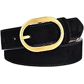 TILAFEYO Women's Genuine Suede Belt for Jeans Dresses Pants Fashion Ladies Leather Belt with Gold Buckle