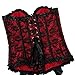 Women's Lace Through Top Floral Overbust Corset Waist, 815red, Size Medium