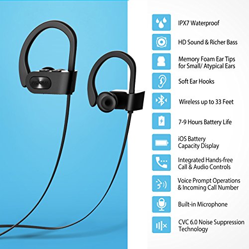 Mpow Flame Bluetooth Headphones Sport IPX7 Waterproof Wireless Sport Earbuds, Richer Bass HiFi Stere - //coolthings.us