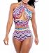 Sexy Womens Geometric Print Wrap Halter High Waist Two-piece Swimsuit Swimwear